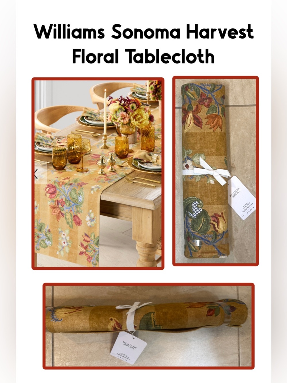 Williams Sonoma Harvest Floral TableRunner